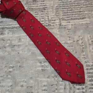 Vintage Polo Ralph Lauren Neck Tie Red Pony Print Silk Made In USA